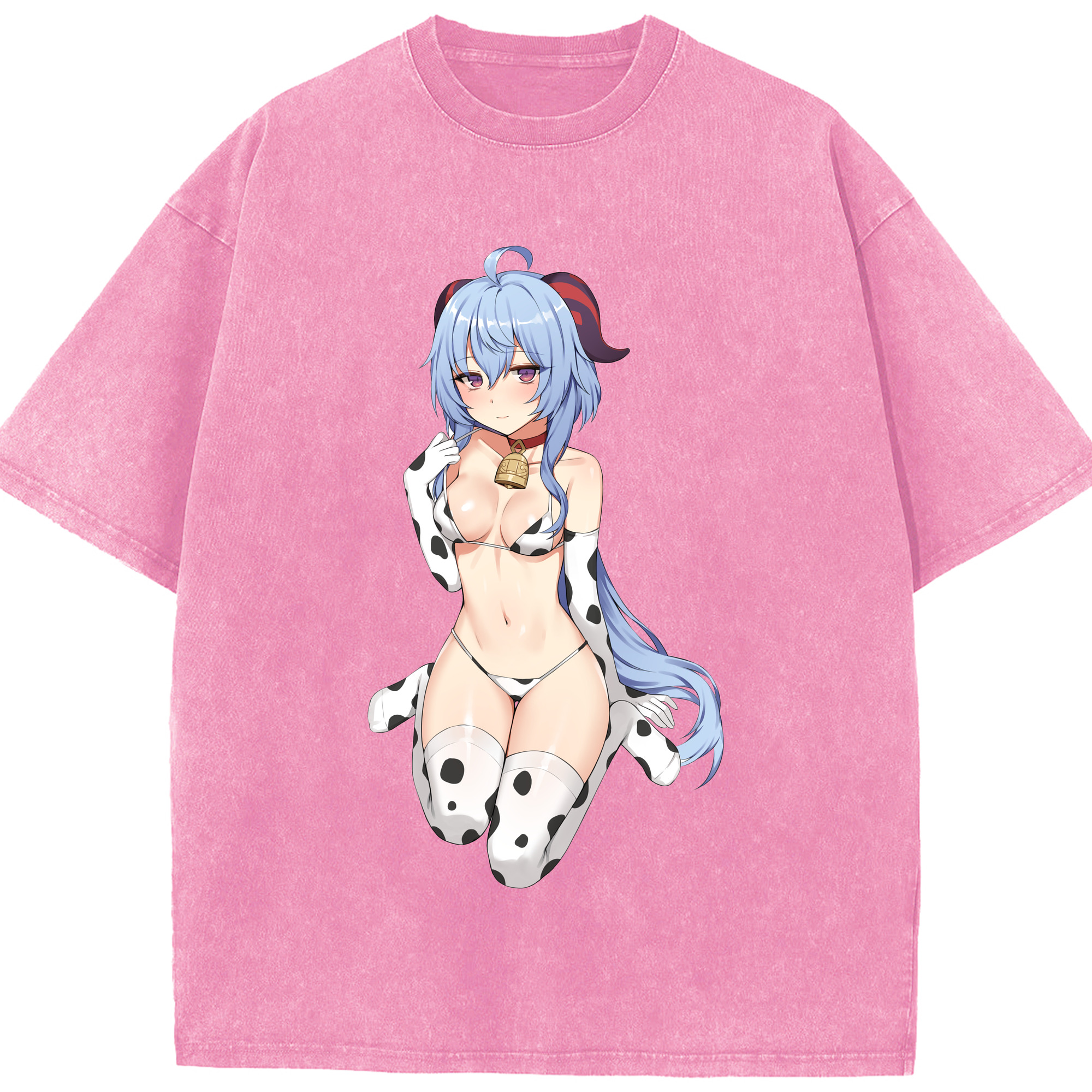 げんし神 甘雨 かんう genshin Ganyu 綿100% ヴィンテージ風 半袖Tシャツ（フロントプリント）